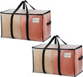 VENO 2 Pack Clear Moving Bags, 90L Extra Large Transparent Storage Totes, Heavy Duty 50lbs Load, Reinforced Handles, Zippers & Tag, See-Through Packing Boxes for Organizing Closet, Bedding, Clothes