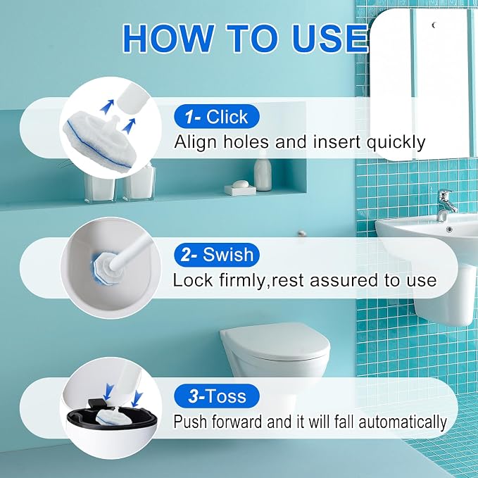 120 Count Toilet Brush Head Refills for Clorox Toilet Cleaning System | Upgrade Fiber Cleaner Heads for Clorox Toilet Closestool .(not included brush rod)