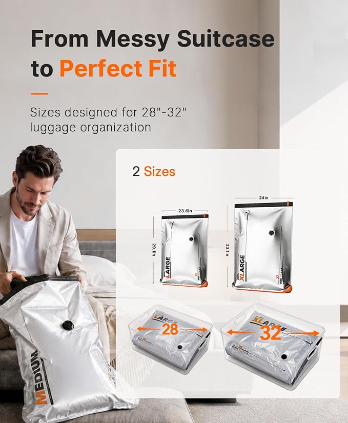 Vacbird 10-Pack Large Vacuum Storage Bags with USB & Battery 2-in-1 Rechargeable Cordless Pump, Space Saver Seal Bags for Home Organization, Bedding, Blankets and Clothing