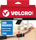 VELCRO Brand Cord Organizer for Desk Cable Management, Nightstand Organization, Unique Dual Function Cable Sleeve Cord Keepers Combo, Holds Wires for Easy Access, Route to Hide, Small 2pk Black