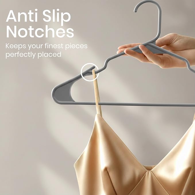 Utopia Home Plastic Hangers 30 Pack – Space Saving Clothes Hanger Grey | Durable & strong | Closet organizer & storage | Ideal for apartments, dorms & stocking stuffers