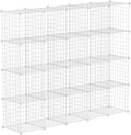 HUBSON Wire Cube Storage Organizer, Book/Toy/Craft/Potted Plants and petCloset Organizers and Storage Shelves, 20-Cube Freely Combinable Metal Grids Storage Shelf, White Iron