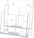 FUCDTEFC Acrylic Brochure Holder 8.5x11 & 4 x9 Inches, Clear 2 Tier Literature Magazine Stand Brochure Display Stand w Removable Divider Universal, Pamphlet Flyer Holder for Wall Mount or Countertop