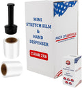 Pack of America Mini Stretch Film - 16 Rolls with Handle, 5” x 1000 Feet, 80 Gauge (20 Micron) Industrial Heavy Duty Plastic Shrink Wrap and Dispenser for Packing, Shipping, Pallet, Moving Supplies
