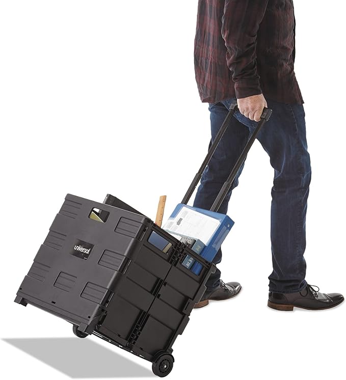 Universal Collapsible Mobile Storage Crate, 18 1/4"x15"x18 1/4" to 39 3/8", Black (14110)