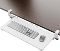Large Keyboard Tray Under Desk, Pull Out Keyboard & Mouse Tray with Adjustable C-clamp, 25.6(31.5 Including Clamps) x 11.8 Inch Slide Out Computer Keyboard Drawer Mouse Tray for Typing, White