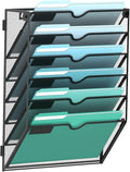 SUPEASY 6-Tier Wall File Organizer, Hanging Wall Files for Papers, Folders, Magazines, Wall Organizer for Clipboard, Assembly Needed, Black