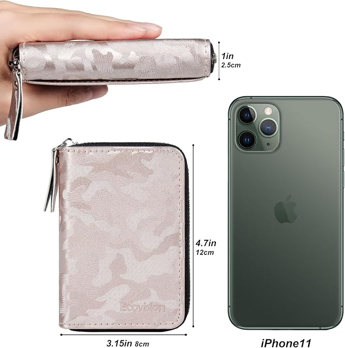 Credit Card Wallet, RFID Card Case Wallet, Zipper Card Cases Holder for Men Women, RFID Blocking, KeyChain Wallet, Compact Size Card Organizer Case for Women