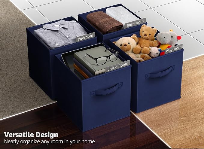 Sorbus Fabric Storage Cubes - 8 Foldable Storage Bins for Organizing Pantry, Cubbies, Toy Box - Clothes Storage & Closet Organizer - 11 Inch Collapsible Cube Baskets for Shelves with Handle
