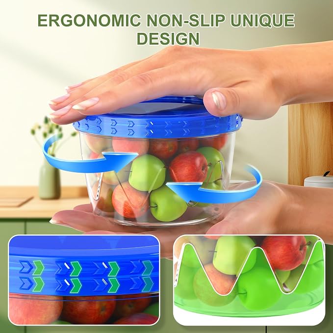 12 Pack- 17/34oz Reusable Freezer Storage Containers, [STURDIER and MORE DURABLE] Airtight Plastic Food Storage Containers with Twist Top Lids, BPA Free|Stackable|Leakproof| Microwave/Dishwasher Safe