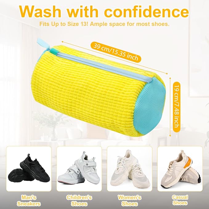 Shoe Washing Machine Bag, Reusable Sneaker Laundry Bag, 2 Pack White | Helps protect shoes and washers from damage, improves cleaning performance, reduces deformation, reusable and durable
