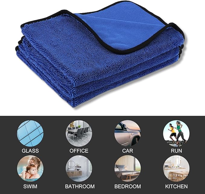 Longzhuo 3 Pack Microfiber Bath Towels, 15.7 x 15.7 Inches Microfiber Cleaning Cloth Towel Super Absorbent Microfiber Bath Towels, Streak Free Glass Window Car Mirror Bathroom, Perfect for Daily Use