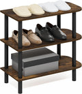 Furinno Turn-N-Tube 3-Tier Toolless Narrow Shoe Rack, Amber Pine | 11.7 x 23.6 x 21.9, Small Shoes Organizer, Shoe Rack Storage with Curved Organizer, for Closet Entryway, Office, Garage