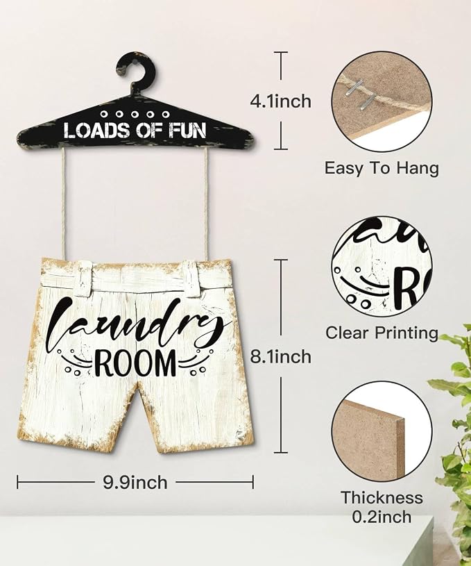 Putuo Decor Laundry Room Wall Decor Hanging Sign Set Farmhouse Style Home Utility Space Decoration For Laundry Area Mudroom Apartment