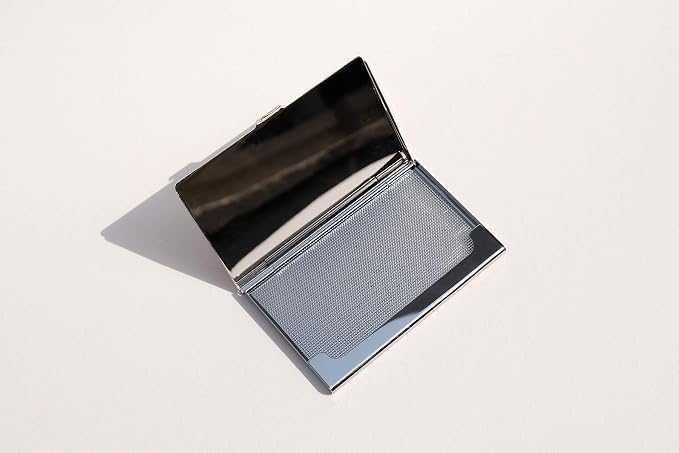 Mother of Pearl Business Card Case Credit Id Name Holder Travel Wallet Art Painting Design Metal Stainless Steel Engraved Slim Purse Pocket Cash Money Wallet (Almond Blossom)