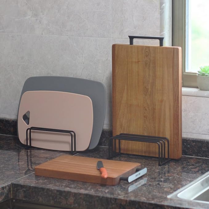 KitchenGenie 2Psc Cutting board organizers，(1.0 and 0.6 inch wide slots), cutting board holders, cutting board racks, cutting board storage, biscuit sheets, bakeware organizers for cabinets
