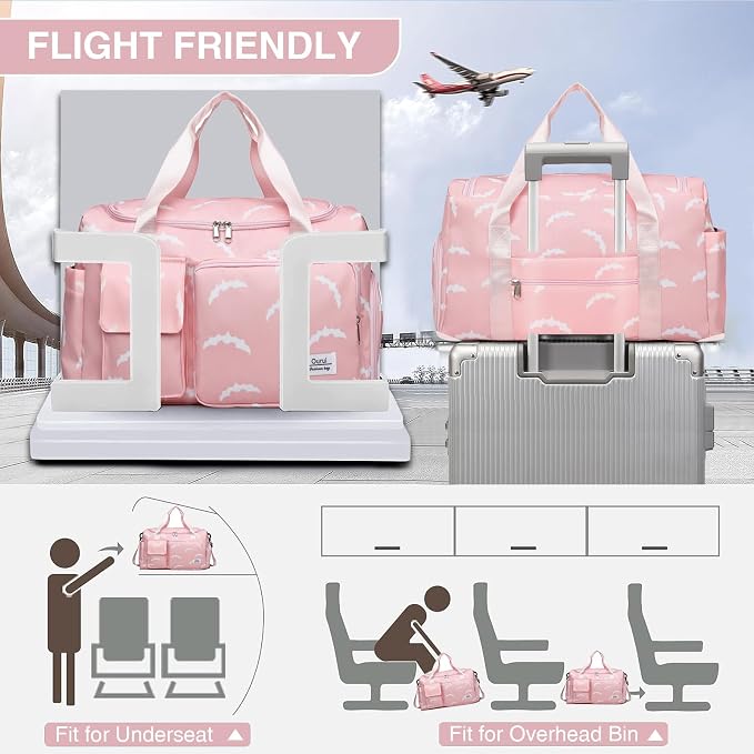 Small Gym Bag for Women, Travel Duffle Bag Carry On Weekender Bag with Shoe Compartment