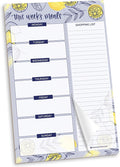 bloom daily planners Weekly Magnetic Meal Planning Pad for Fridge with Tear-Off Grocery Shopping List - Hanging Food/Menu Organizer Notepad with Magnets - 6” x 9" - Lemons