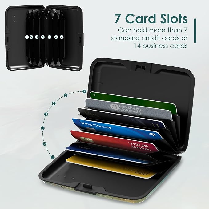 Mini Credit Card Holder, RFID Blocking Aluminum Hard Case, Small Metal Wallet for Business Travel, Starry Sky Flower