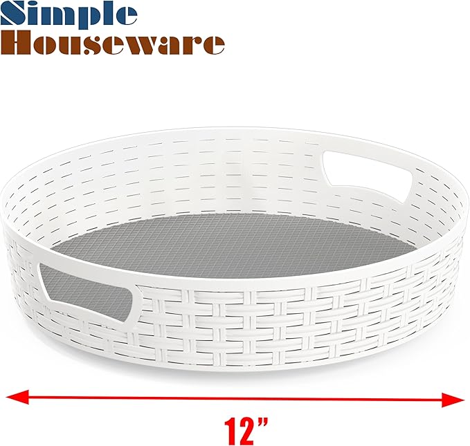 Simple Houseware 12-Inch Multifunctional Non-Skid Storage Lazy Susan, White