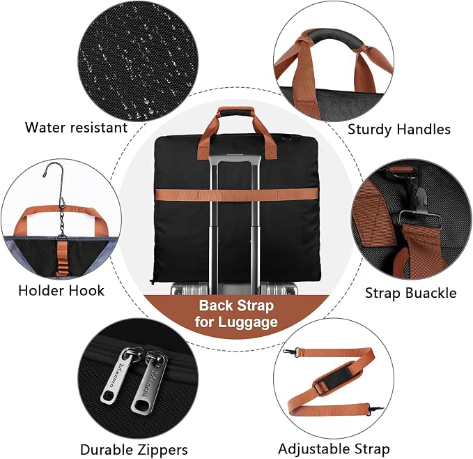 Mancro Carry On Garment Bags for Travel, Convertible Weekender Bag, Brown | Wrinkle-Free, Hanging Travel Suit Bags with Shoulder Strap, Large Waterproof Suitcase Luggage Bag for Men Women