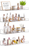 upsimples 4 Pcs 15" Acrylic Shelves for Wall Storage and Organizer, Clear | Transparent Design Highlights Skincare, Perfume, Easy-to-Find Versatile Floating Shelves for Bathroom, Bedroom and Playroom