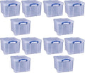 Really Useful Box 32 Liters Storage Bin Container with Snap Lid and Clip Lock Handles for Lidded Home and Office Storage Organization, 12 Pack