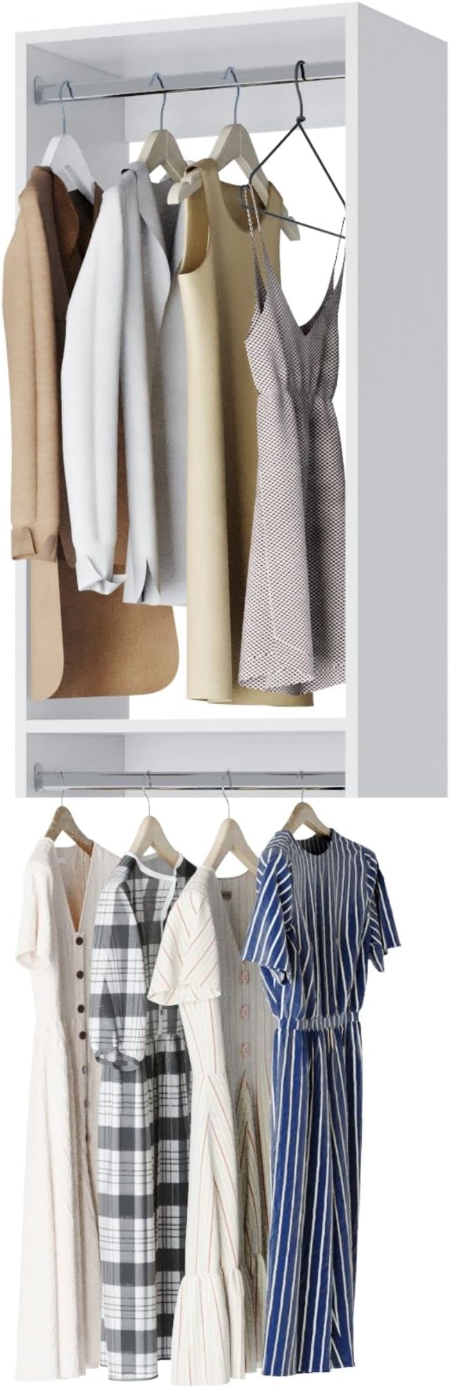 Double Hanging Closet Unit - Modular Closet System For Corner - Organizers And Storage Shelves (White, 34.5 Inches Wide)