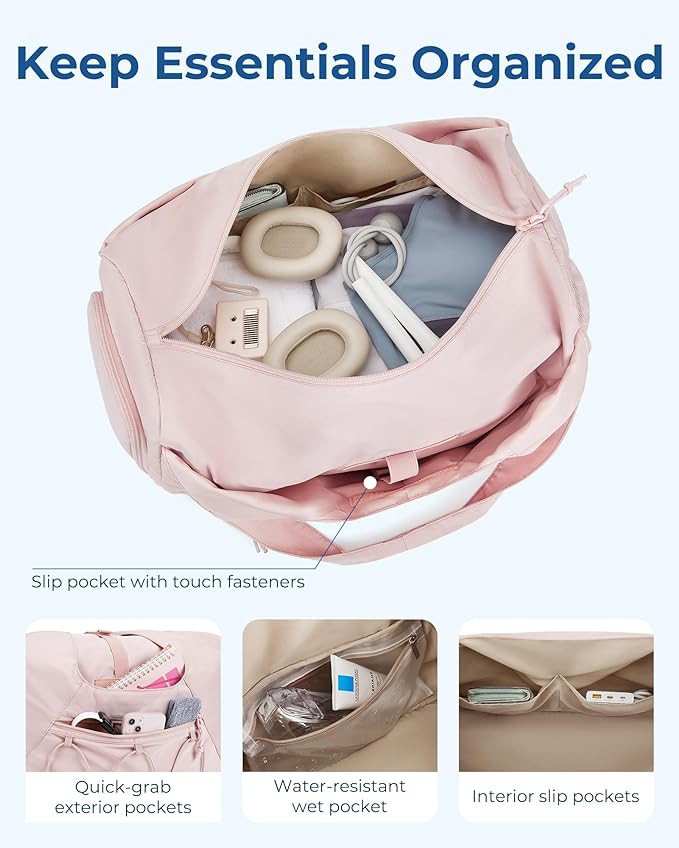 BAGSMART Gym Bag for Women, Lightweight Duffel with Shoe Compartment, Tote Bag with Wet Pocket for Yoga Travel, Dim Gray