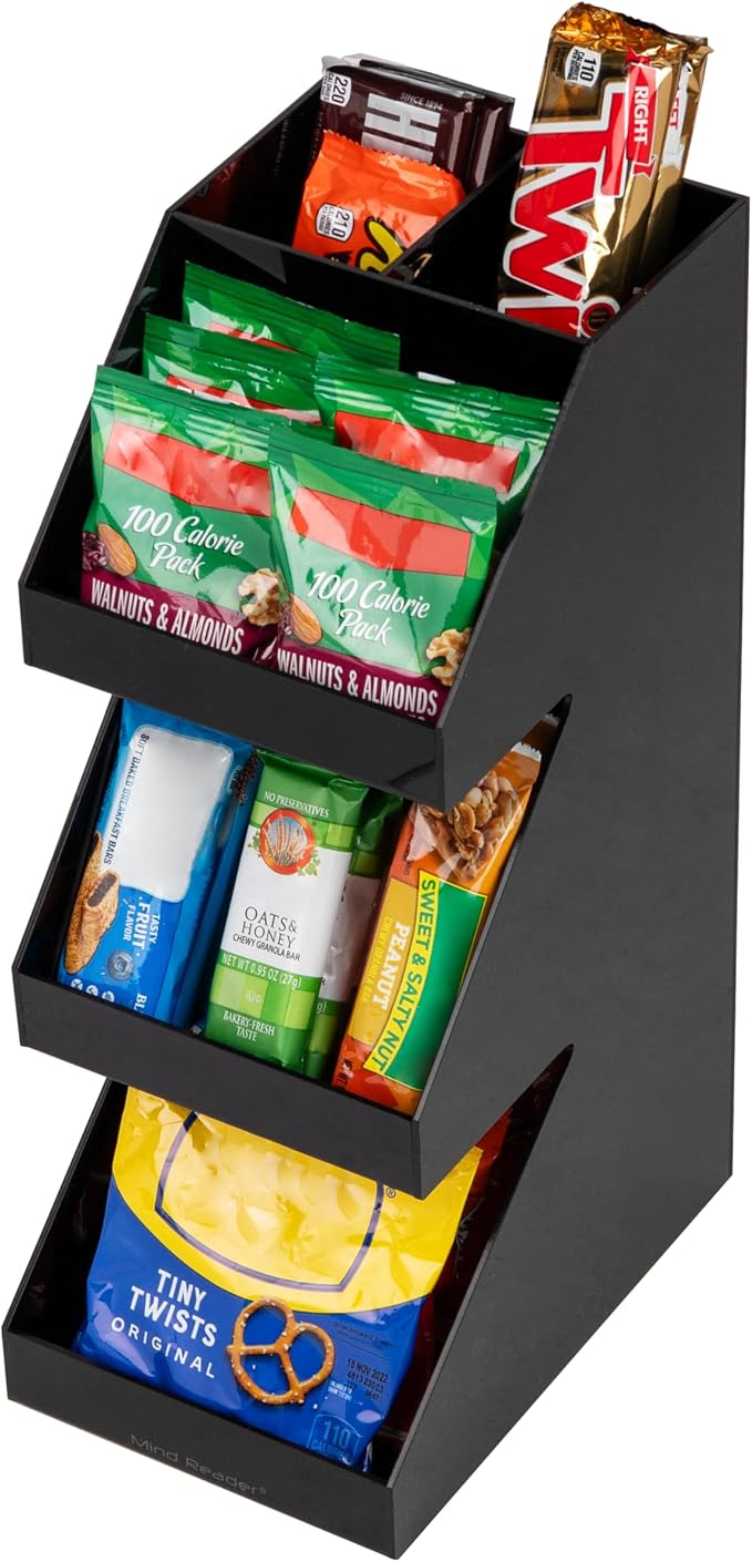 Mind Reader Coffee Tea Utensil and Condiment Station, Countertop Organizer, Coffee Bar, Kitchen, 6"L x 9"W x 16"H, Black | Countertop Organizer, Coffee Bar, Kitchen