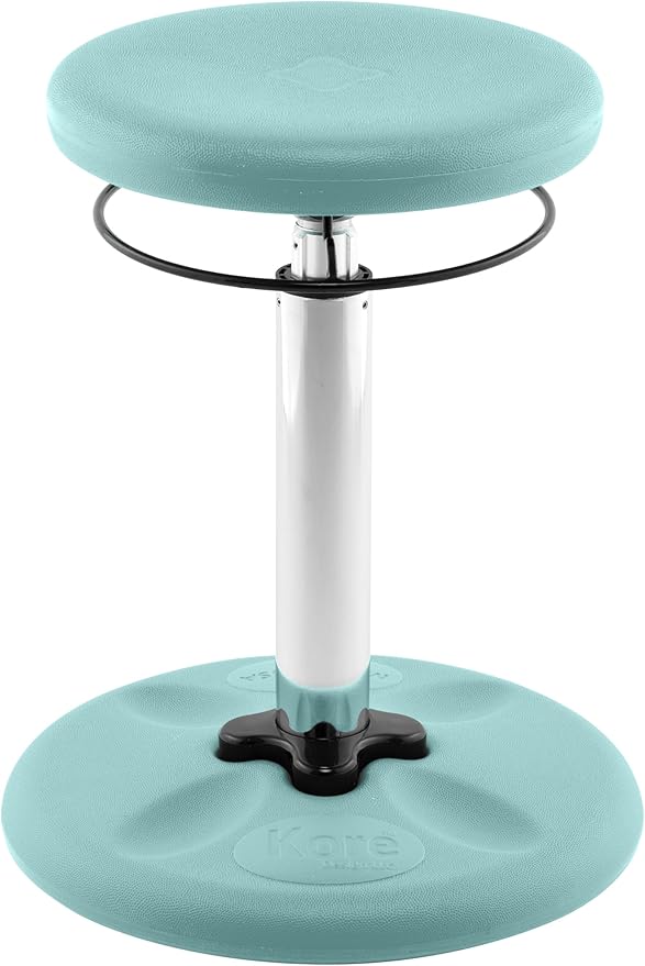 KORE Design Adjustable Wobble Stool Chair, Girls + Boys Kid Desk Stools, Ergonomic Small Office Chairs, Flexible Seating for Active Kids, ADD/ADHD, Classroom, Home, Age 8-12, Tall (16.5-24in), Teal