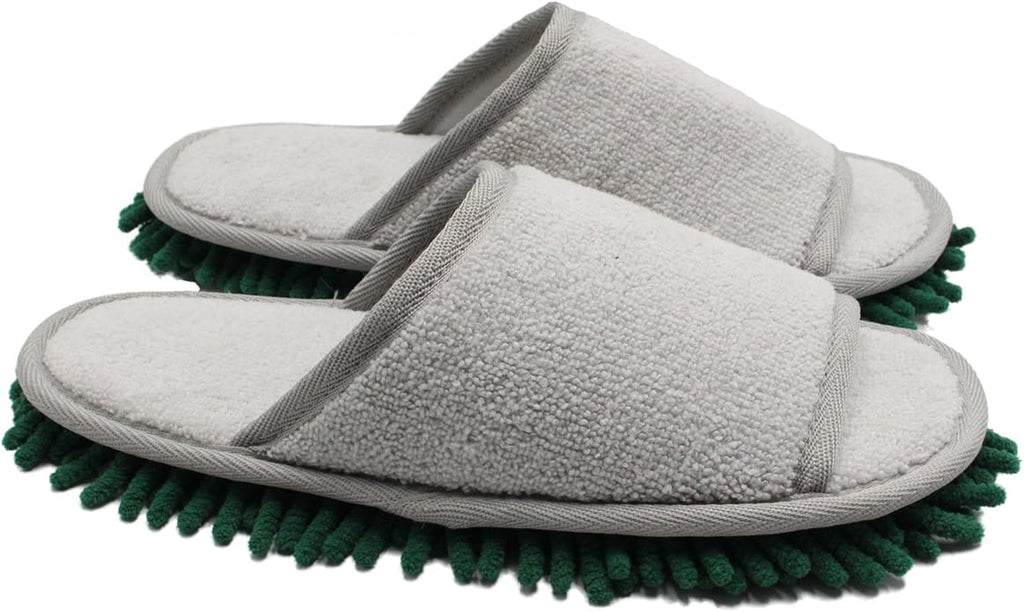 ofoot Womens Open Toe Microfiber Floor Dust Cleaning Mop Slippers & Hand Towels Set 10 4/5"(Size 9-10)