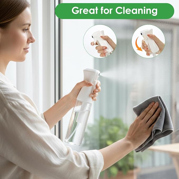 THINTON Mist Spray Bottle for Hair (10oz/300ml) - 2 Pcs | Continuous Spray Bottle for Salons Cleaning Plants Gardening