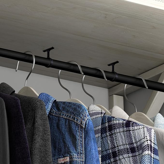 LEIFIDE 2 Pcs 1 5/16 Inch Diameter Round Wardrobe Closet Rod Suspended Center Support with Installation Screws Curtain Closet Rod Ceiling Mount Bracket for Home Wardrobe