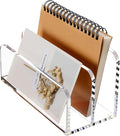 SANRUI Acrylic Mail Sorter Desktop Organizer Holder, 2 Compartments Clear Small File Script Letter Office Document Storage for Desk Bill Filling Envelope Holder Office, Home, School Desk Organization
