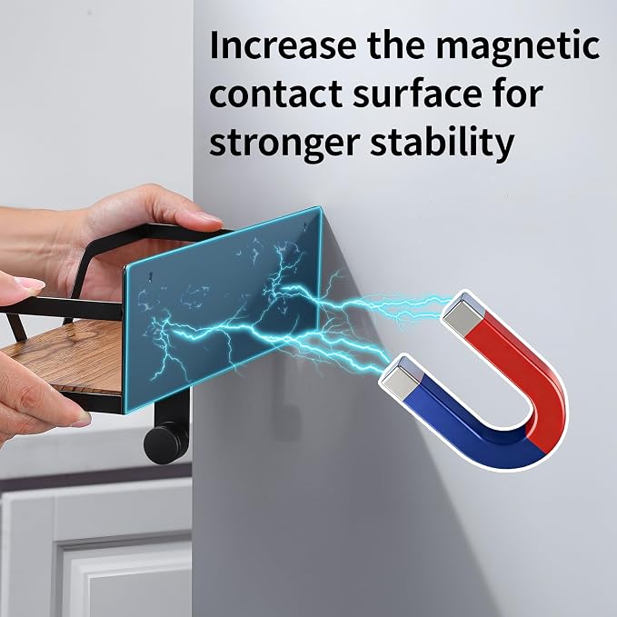Magnetic Paper Towel Holder with Shelf - 2 Pack Strong Magnetic Spice Rack for Refrigerator Fridge RV(Wall Mount or Magnet)