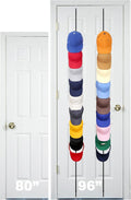 FOR 8-FEET DOORS ONLY! Perfect Curve CapRack | Over-The-Door Hat Organizer for Baseball Caps | 2 Straps, Holds 18-36 Adjustable Caps | Black