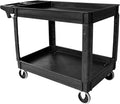 MaxWorks 2‑Tier Heavy‑Duty Utility Service Cart 500 lb Capacity 46" x 25.5" x 33.5" with 5" Swivel Casters and Polypropylene Shelves for Garage Workshop Warehouse Office (80858)
