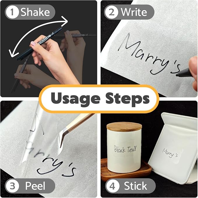 JIEHENG 180Pcs Chalkboard Labels for Jars, Waterproof Reusable Blackboard Stickers with 2 Liquid Chalk Markers, Kitchen Organization Labels Removable (Transparent, Wavy)