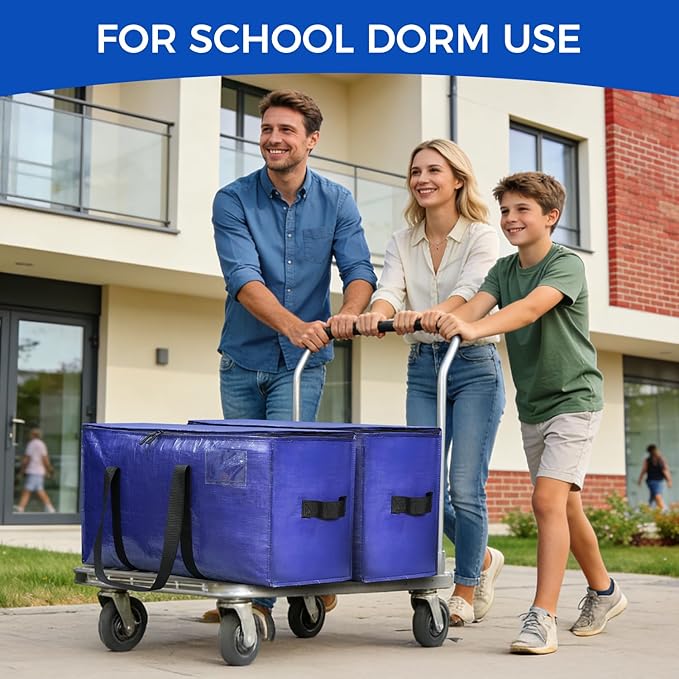 BAGAIL Heavy Duty Moving Bags with Strong Handle, Extra Large Moving Boxes, Storage Tote for Clothes, College Moving Supplies(Dark Blue, 8 Pack)