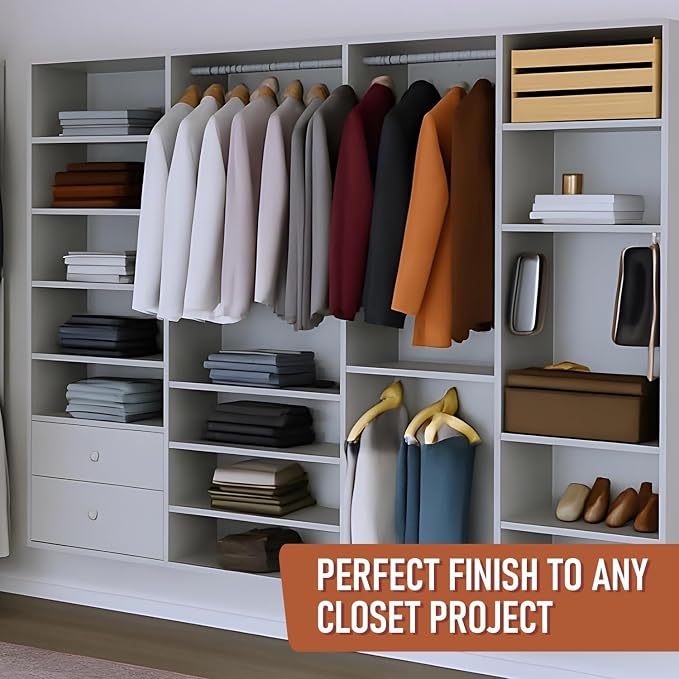 B&B HARDWARE Closet Evolution Classic Vertical Panels Up to 80 Inch – Pre-Drilled Organizer Units – Scratch Resistant Laminate, Compatible with Closet Systems & Accessories (Light Grey, Pack of 2)