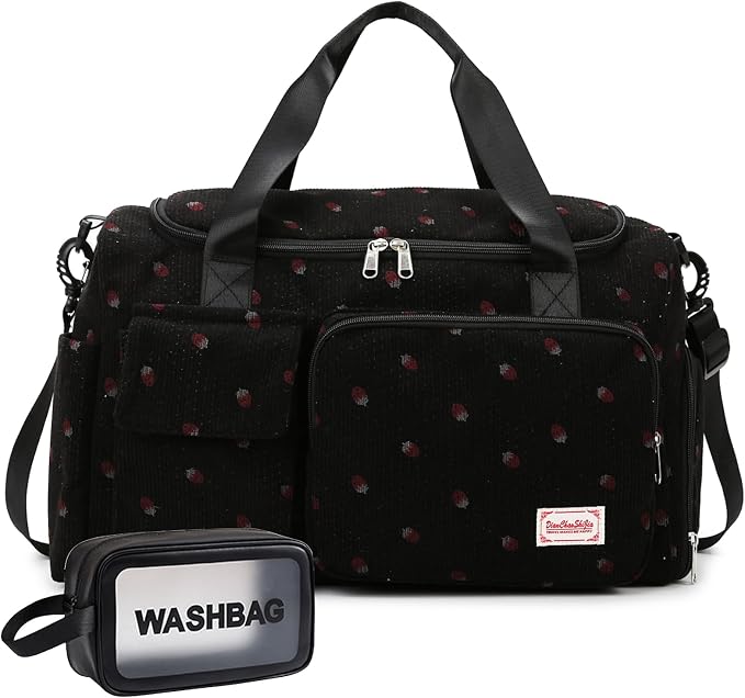 Small Gym Bag for Women, Travel Duffle Bag Carry On Weekender Bag with Shoe Compartment