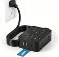 HANYCONY Surge Protector Power Strip 15 Ft, Flat Plug Extension Cord with 8 Outlets and 4 USB Ports(2 USB C), Wall Mount Outlet Extender Charging Station for Home Office Desk Essentials, Black