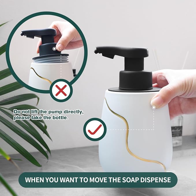 BosilunLife Automatic Foaming Soap Dispenser - Touchless Foam Hand Wash Dispenser for Bathroom Ceramic Smart Electric Auto Dish Soap Dispenser Waterproof, USB C Rechargeable, 17 oz/500 ml