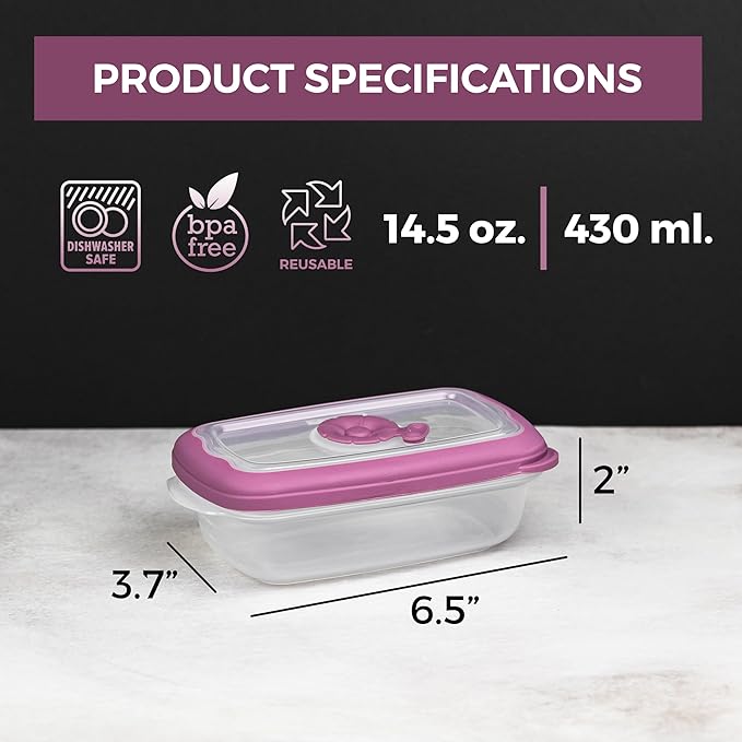 Tribello Freezer To Microwave Small 8oz - Food Storage Containers With Airtight Lids, Microwave safe with Steam Vents lids, On The Go Meal Prob Lunch Containers - Dishwasher Safe, BPA-Free