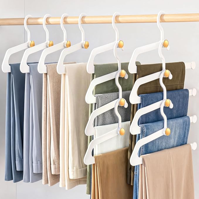 Hangers for Pants 20-Pack, Space Saving Closet Organizer for Jeans Slacks,Non-Slip Hanger for Leggings,Jeans, Slacks, Scarves(White)