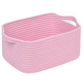 CubesLand Cube Storage Organizer Basket Bin, Cotton Rope Shelves Basket | Durable Woven Rectangular Shelf Basket for Organizing, Nursery Toys Basket, Pink Basket