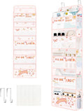 Clastyle Over the Door Organizer Diaper Toy Nursery Hanging Shelf, Rainbow | Cloud Butterfly, 5-Tier Clear Window Mesh Pocket 44 lbs Weight Capacity, Behind Door Storage, Bedroom Bathroom Closet Pantry