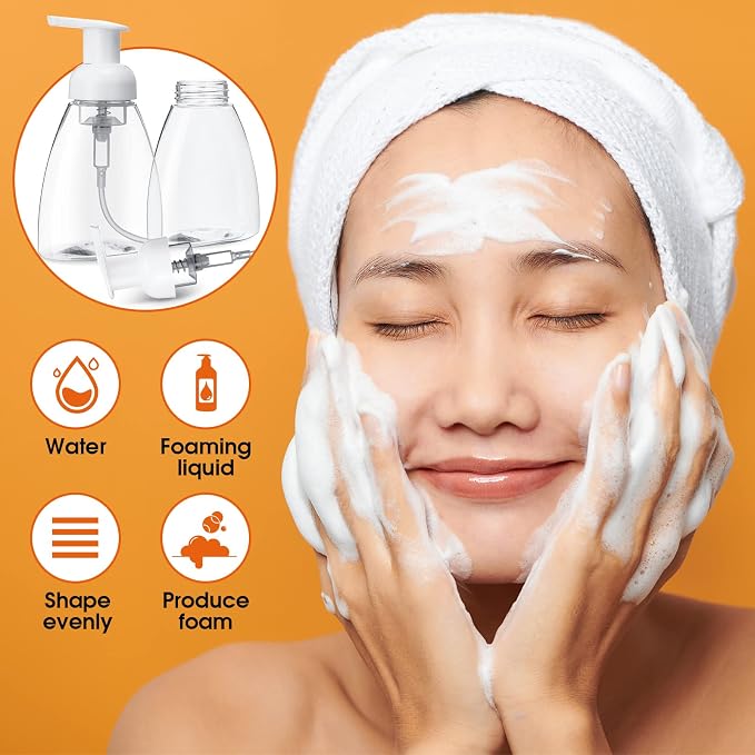 Eboot 24 Pcs 8 oz Foaming Soap Dispenser Foaming Pump Bottle Travel Hand Soap Pump Foam Dispenser Bottle Plastic Press Bottles Empty Refillable Plastic Container for Liquid Shampoo