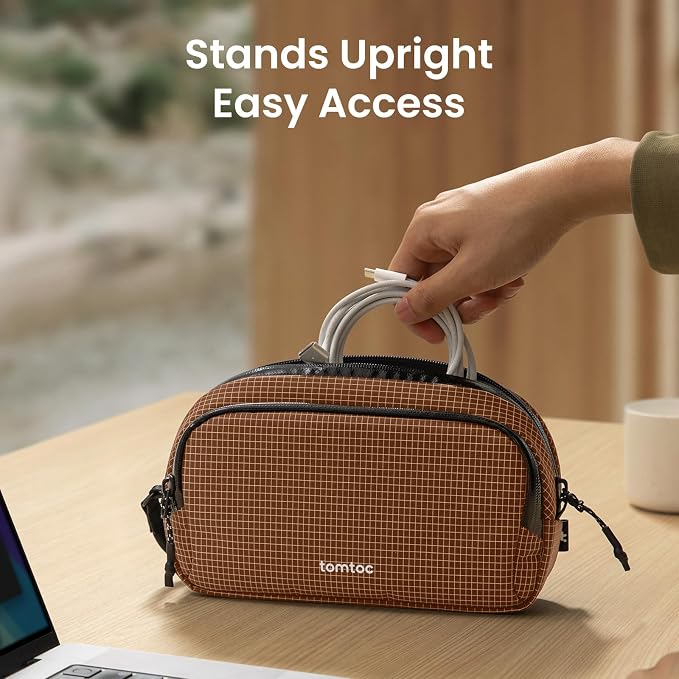 tomtoc Electronic Organizer Travel Case Performance, Dual Compartment Bag | Water Resistant Cable Organization Storage for Charger, Cord, Phone, Hard Drive, Power Bank, Accessories Travel Essentials